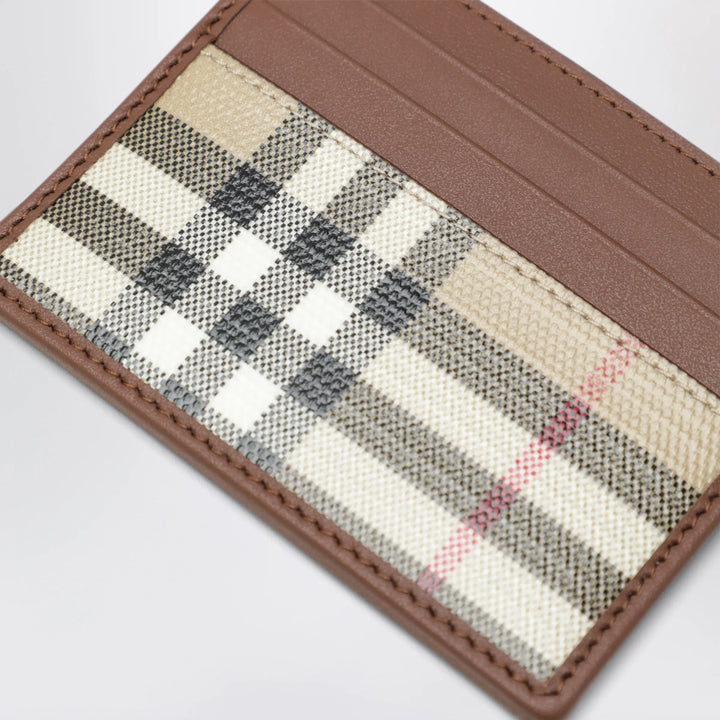 Burberry - Check credit card holder in coated cotton, beige