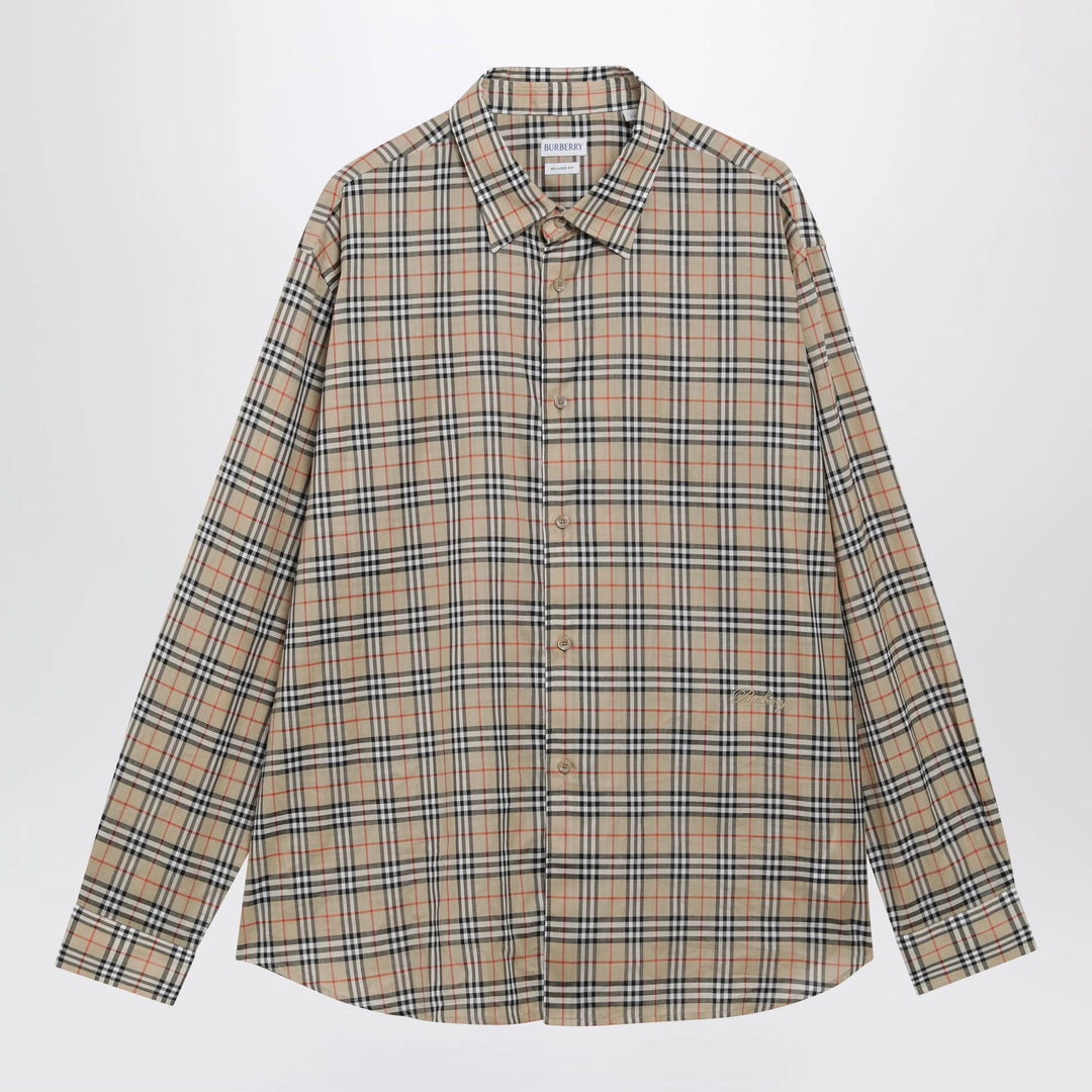 Burberry - Beige Check Cotton Shirt