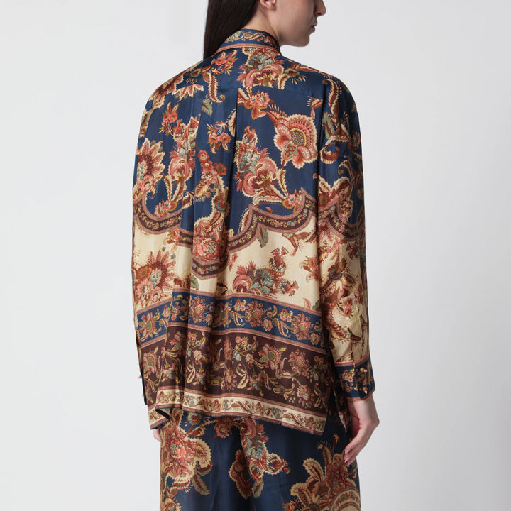 ZIMMERMANN - Aster Relaxed navy Jacobean shirt