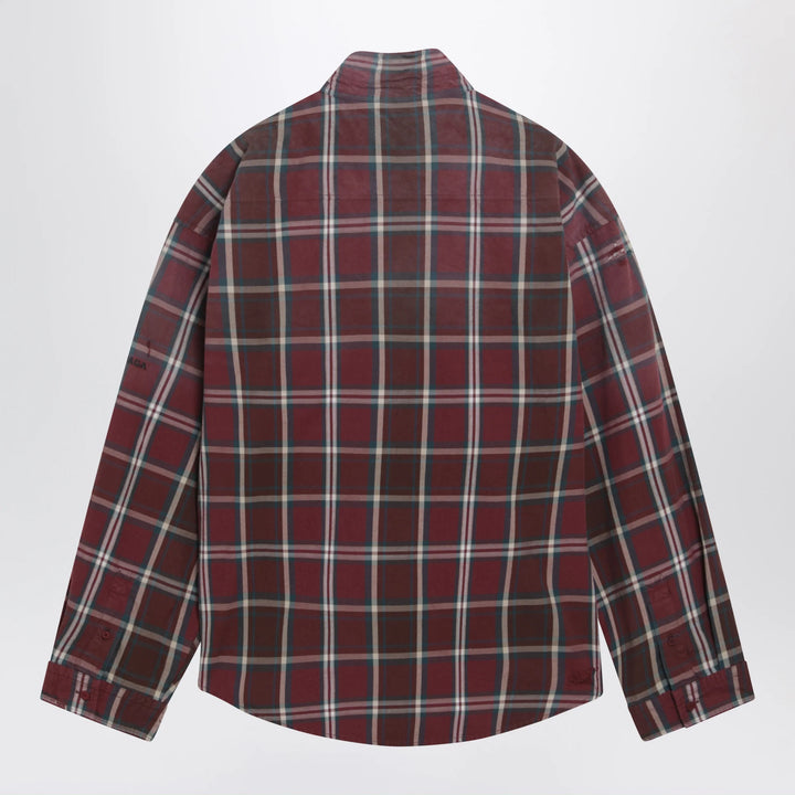 Balenciaga - Burgundy plaid cotton-blend flannel zip shirt