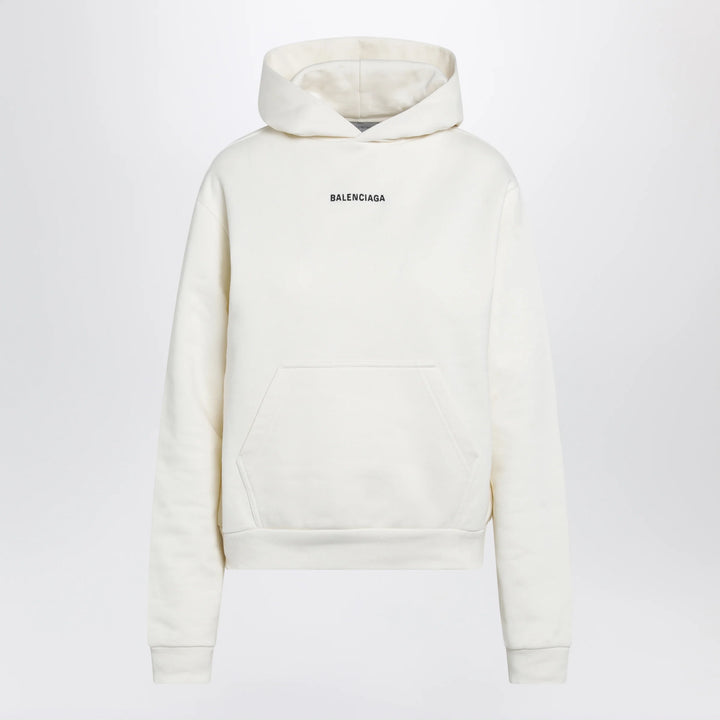 Balenciaga - Medium-fit embroidered hoodie in dry fleece, cream
