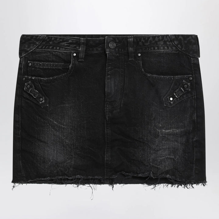 Balenciaga - Washed black City mini denim skirt