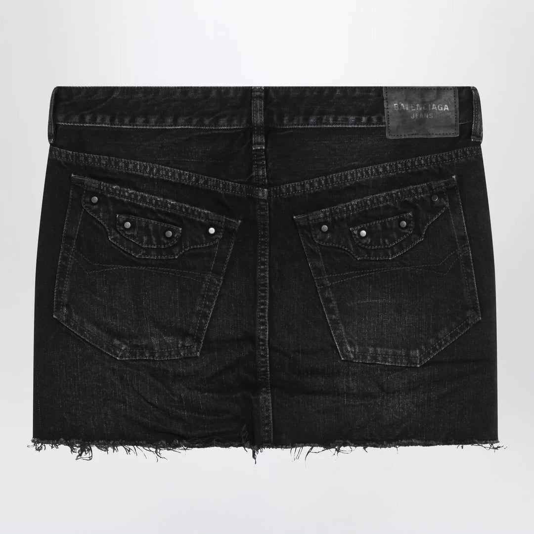 Balenciaga - Washed black City mini denim skirt