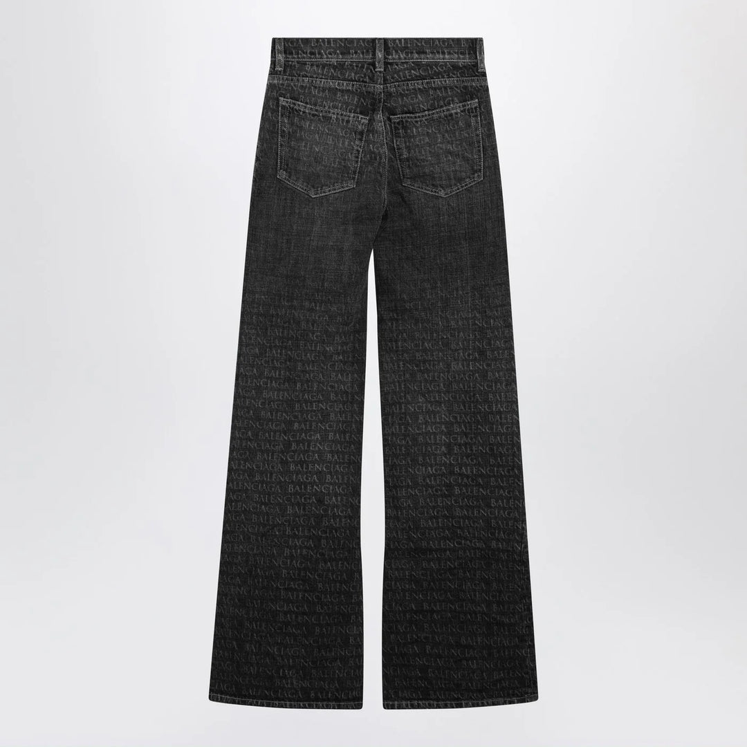 Balenciaga - Black washed jeans with jacquard logos