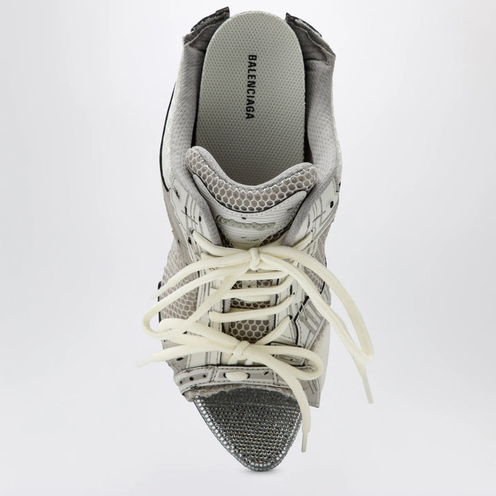 Balenciaga - Stapler grey heeled sandals with distressed effect