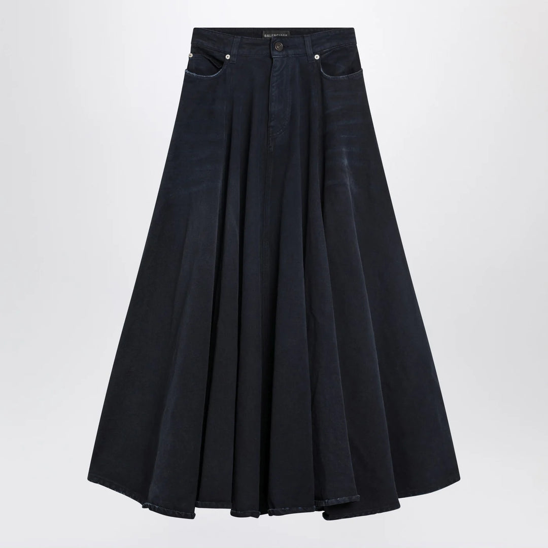 Balenciaga - Navy blue maxi godet denim skirt
