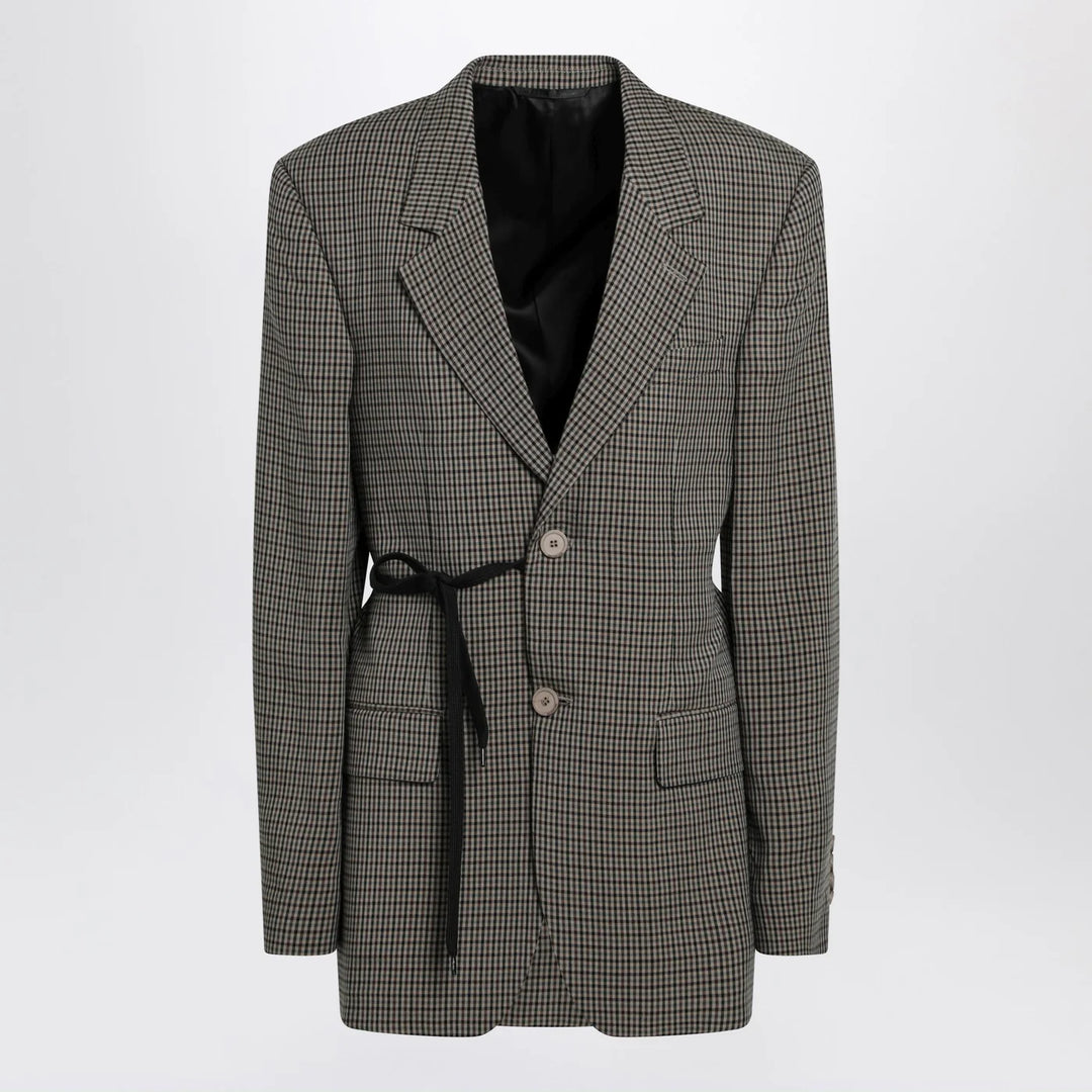 Balenciaga - Vichy-pattern jacket with side lace detail