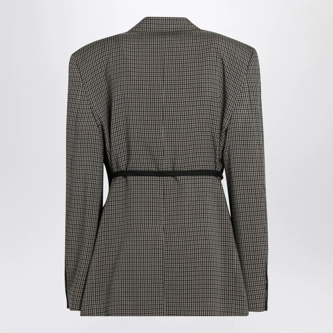 Balenciaga - Vichy-pattern jacket with side lace detail