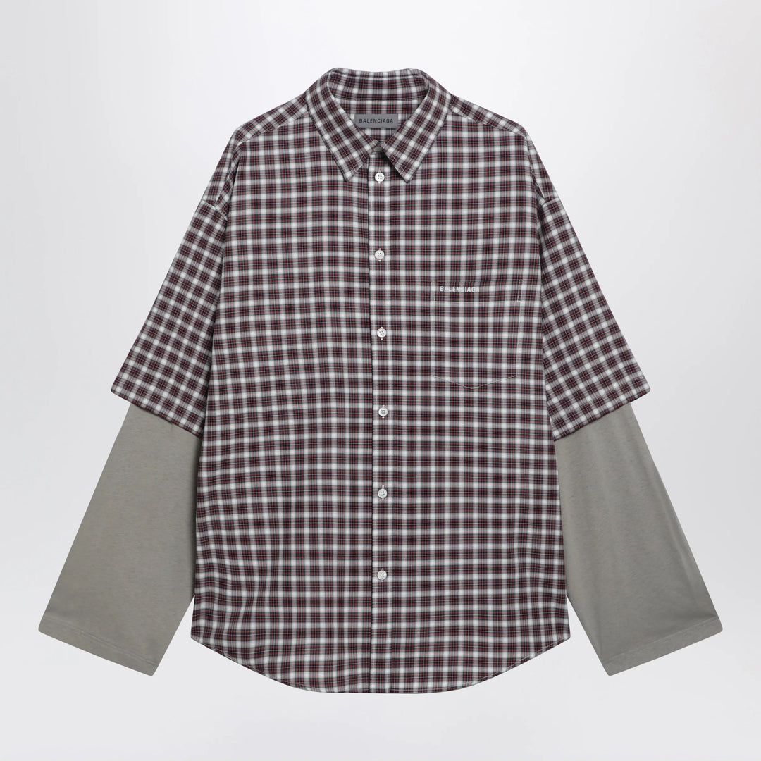Balenciaga - Wrong Sleeve shirt in red/navy check poplin