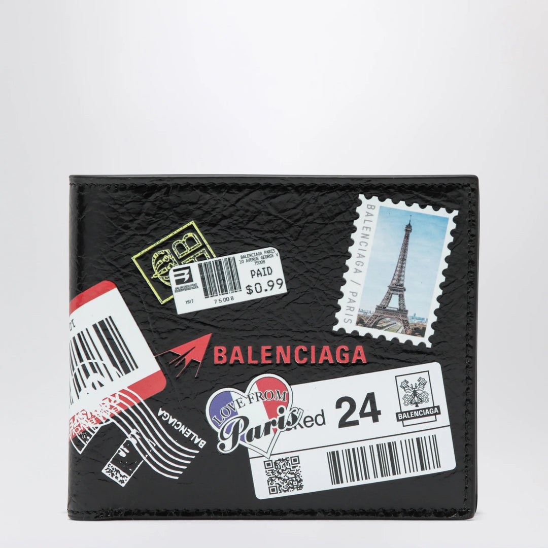 Balenciaga - Cash folded square lambskin wallet in black