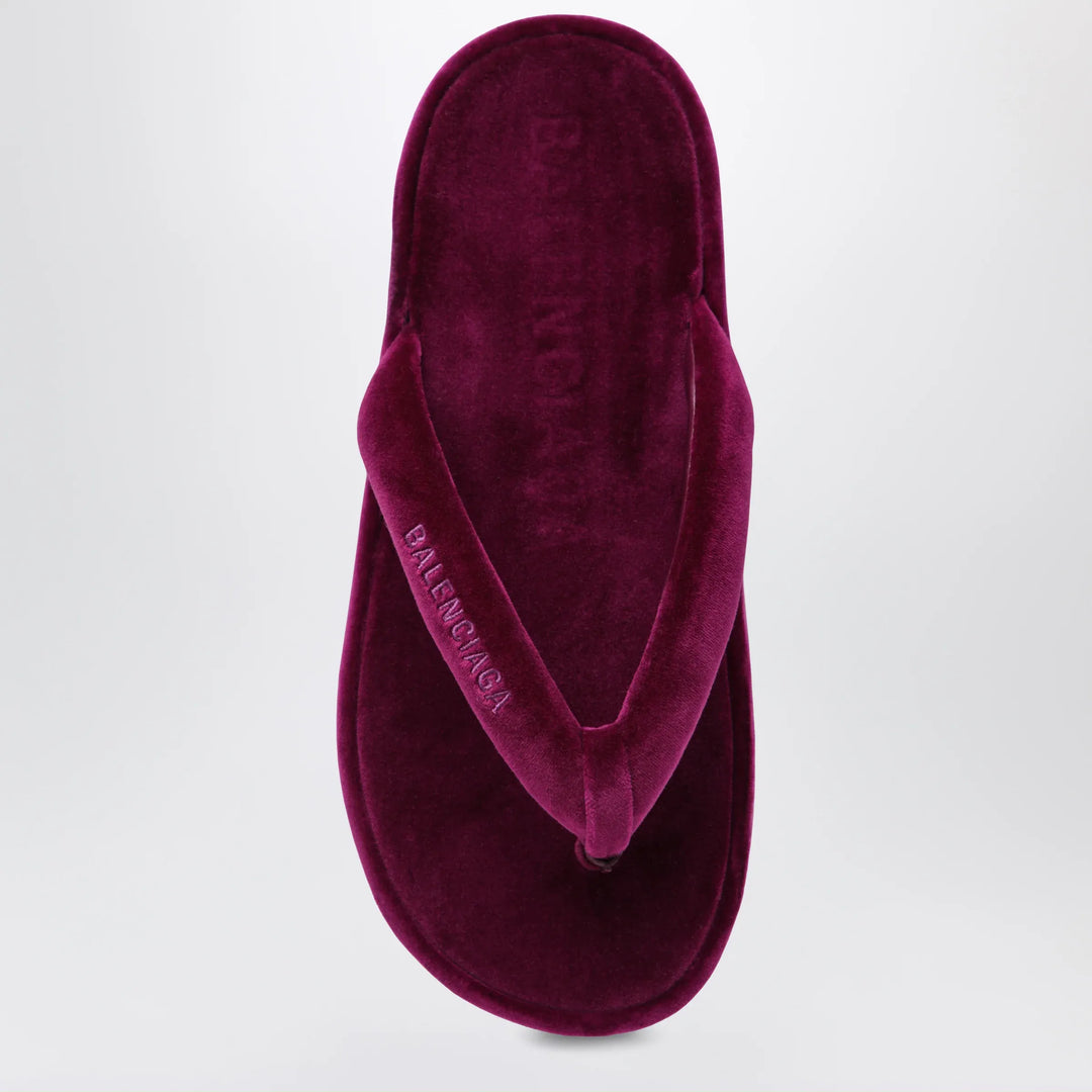 Balenciaga - Jet Lag stretch velvet flip-flops in purple