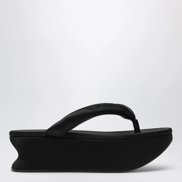Balenciaga - Gaeta thong sandals in satin, black