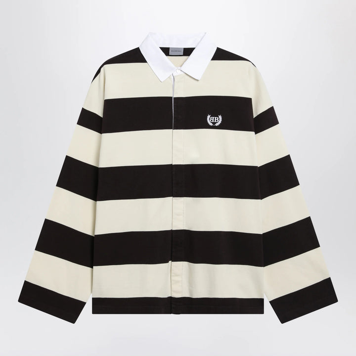 Balenciaga - Striped jersey polo shirt in cotton, brown
