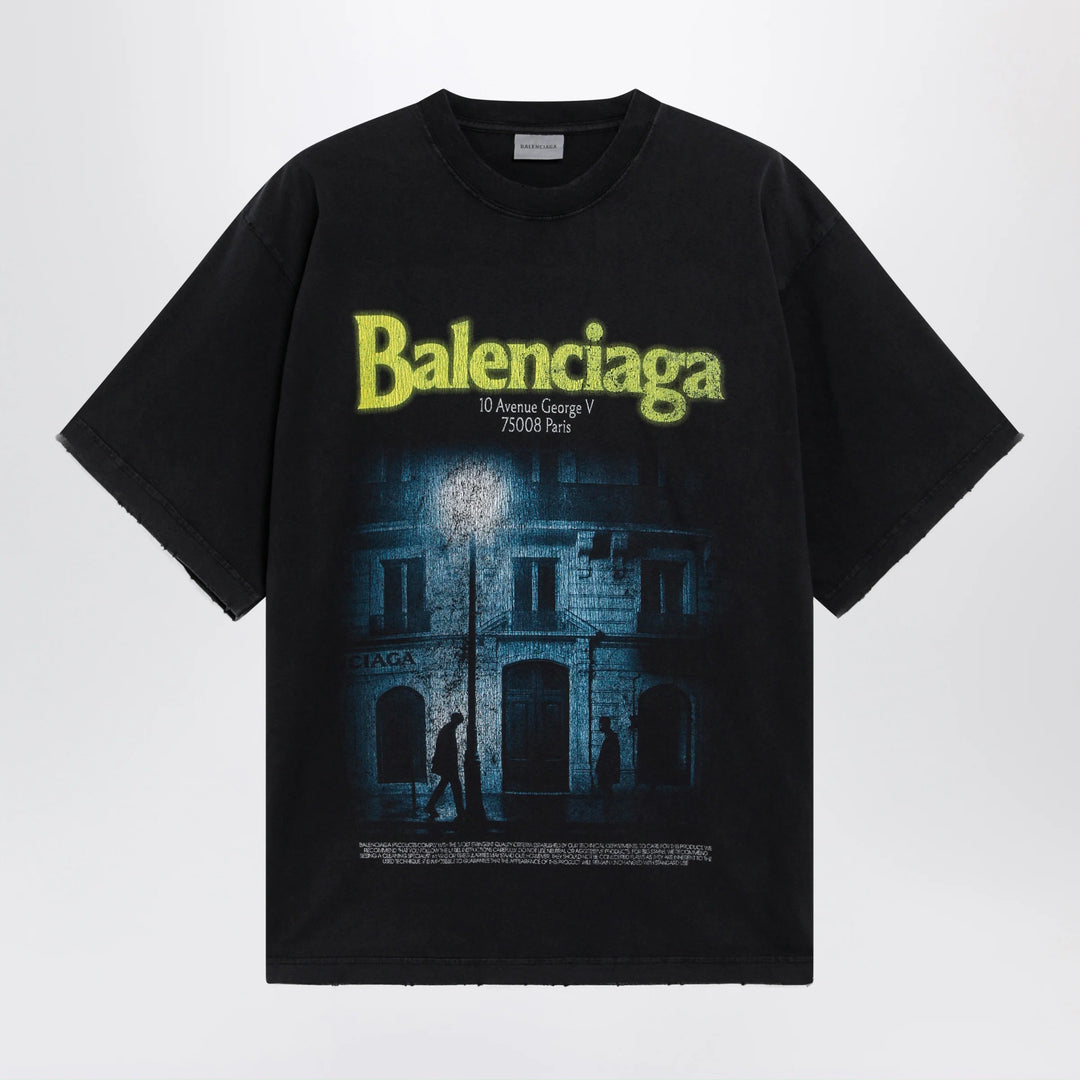 Balenciaga - Black faded oversized T-shirt with logo print