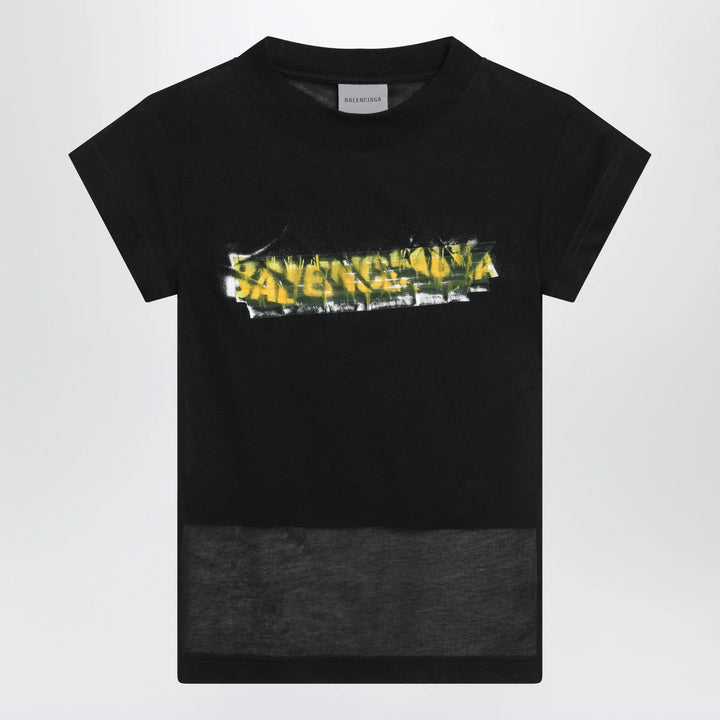 Balenciaga - Messy Spray T-shirt with cut-out back in cotton black