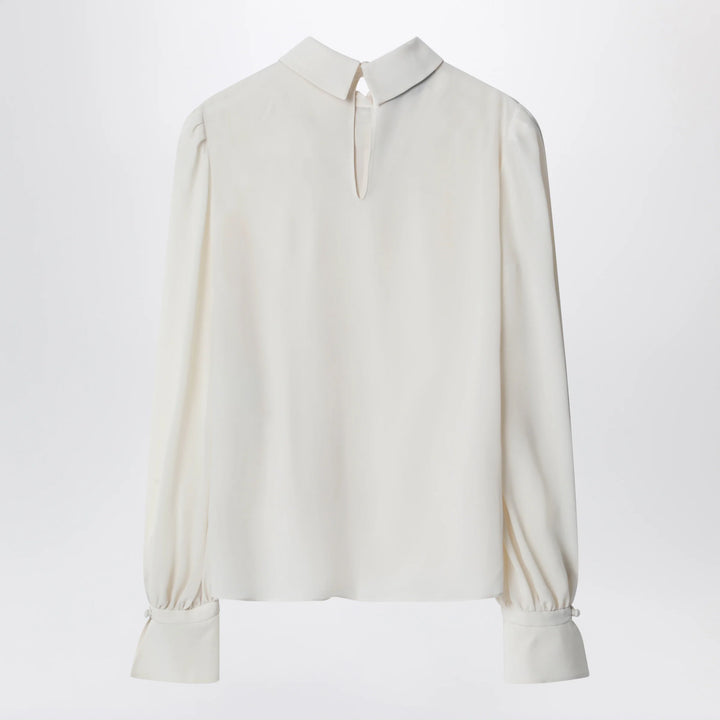 Valentino - Vanilla-colored silk blouse with flower