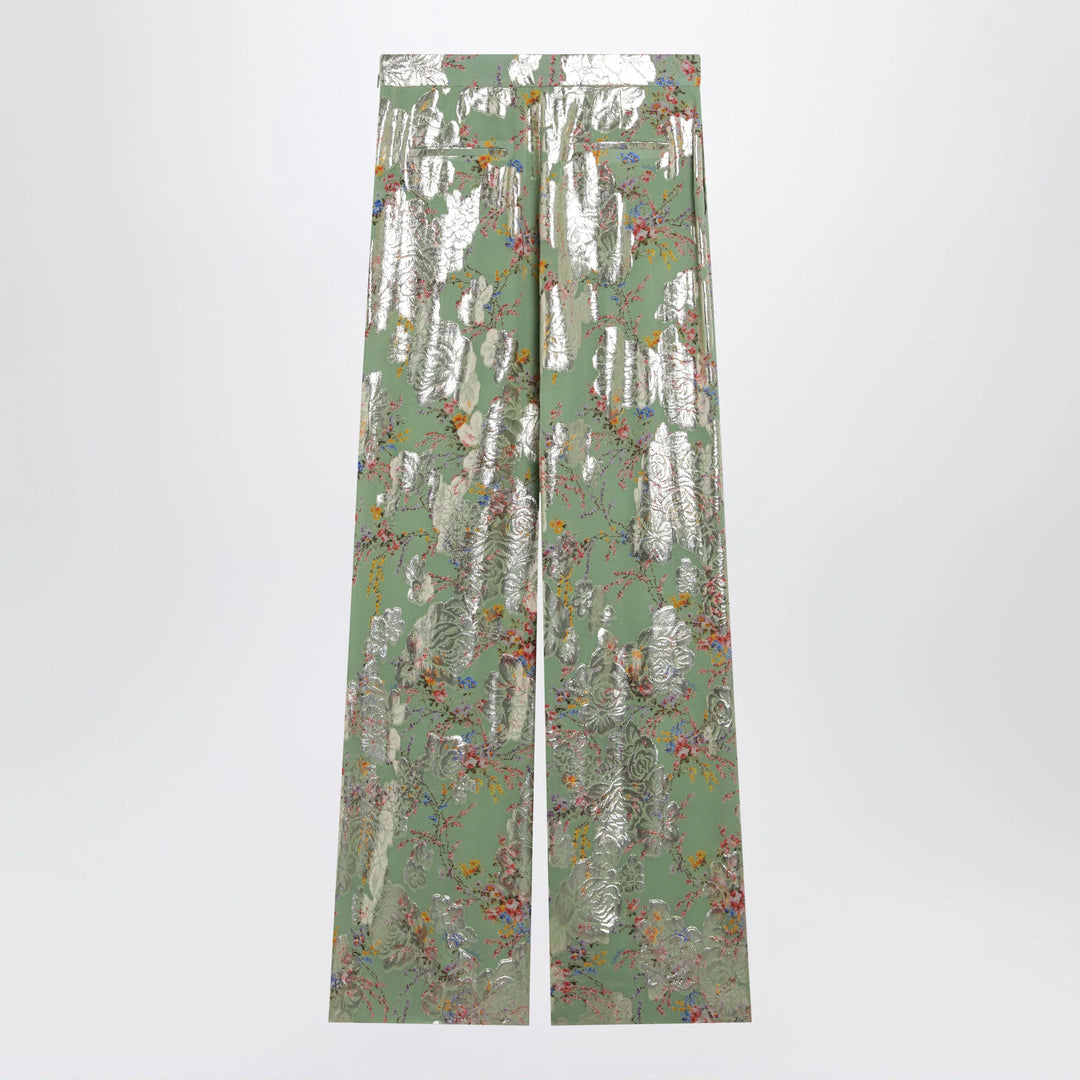 Valentino - Silk trousers with all-over print in green