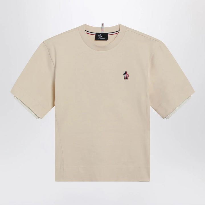 Moncler Grenoble - White cotton-blend T-shirt with logo patch