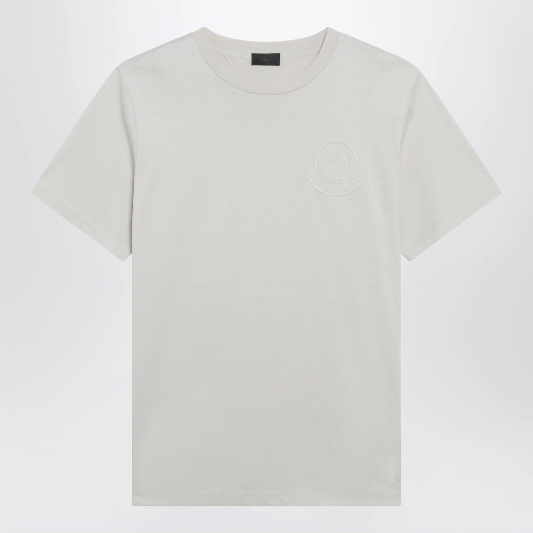 Moncler - Beige cotton T-shirt with embroidered logo
