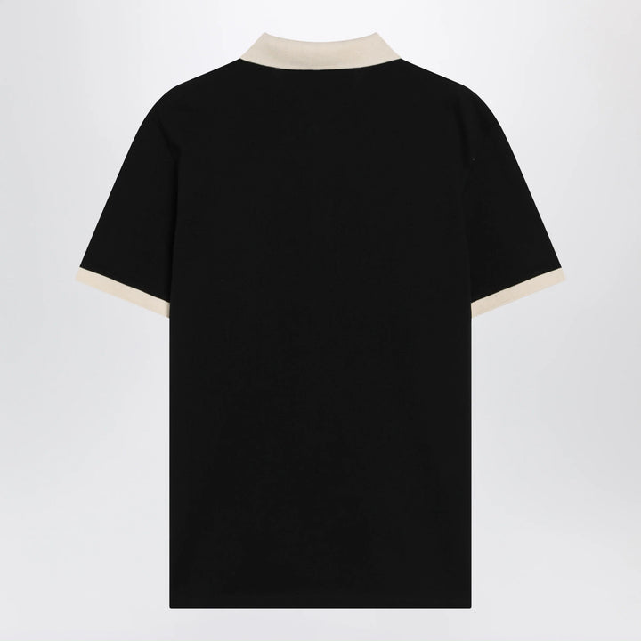 Valentino - Black cotton piqué polo shirt with Vgold