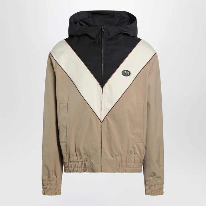 Valentino - Black butter and camel jacket with Vlogo patch