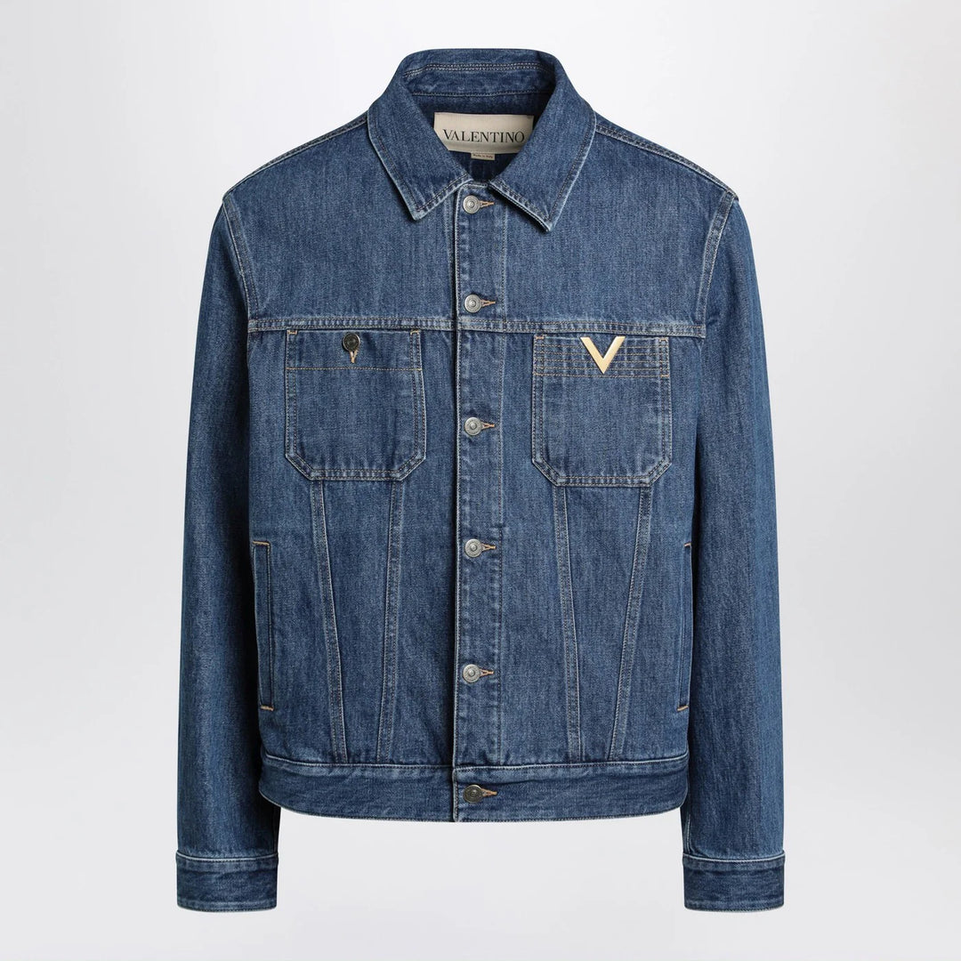 Valentino - Blue denim jacket with Vgold detail