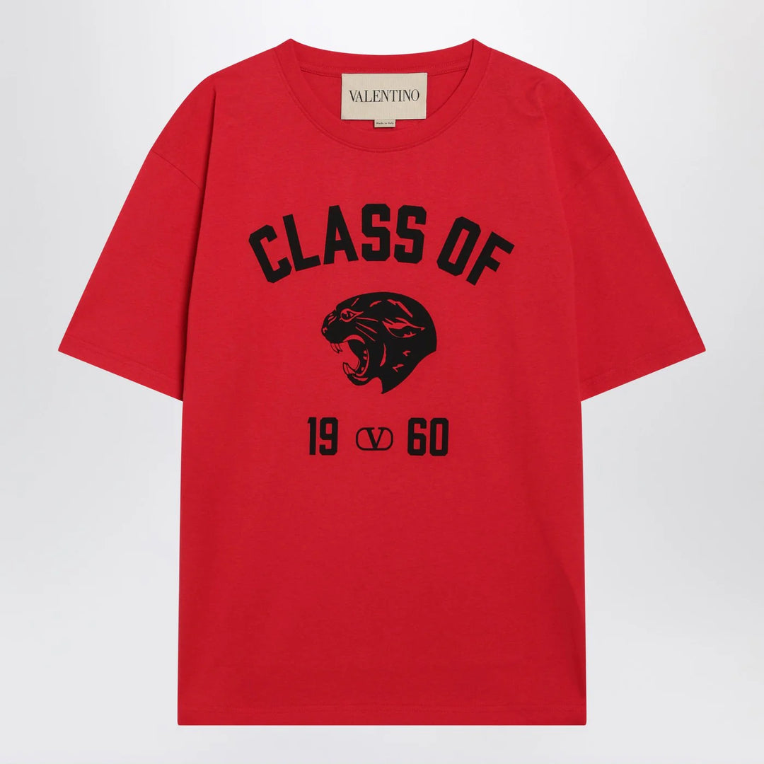 Valentino - Red T-shirt with Panther print
