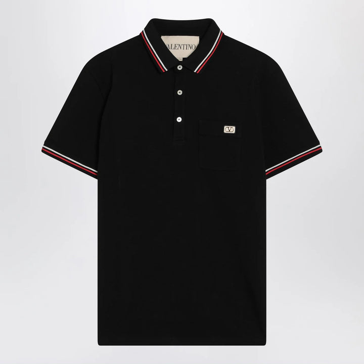 Valentino - Black polo shirt with Vlogo Signature