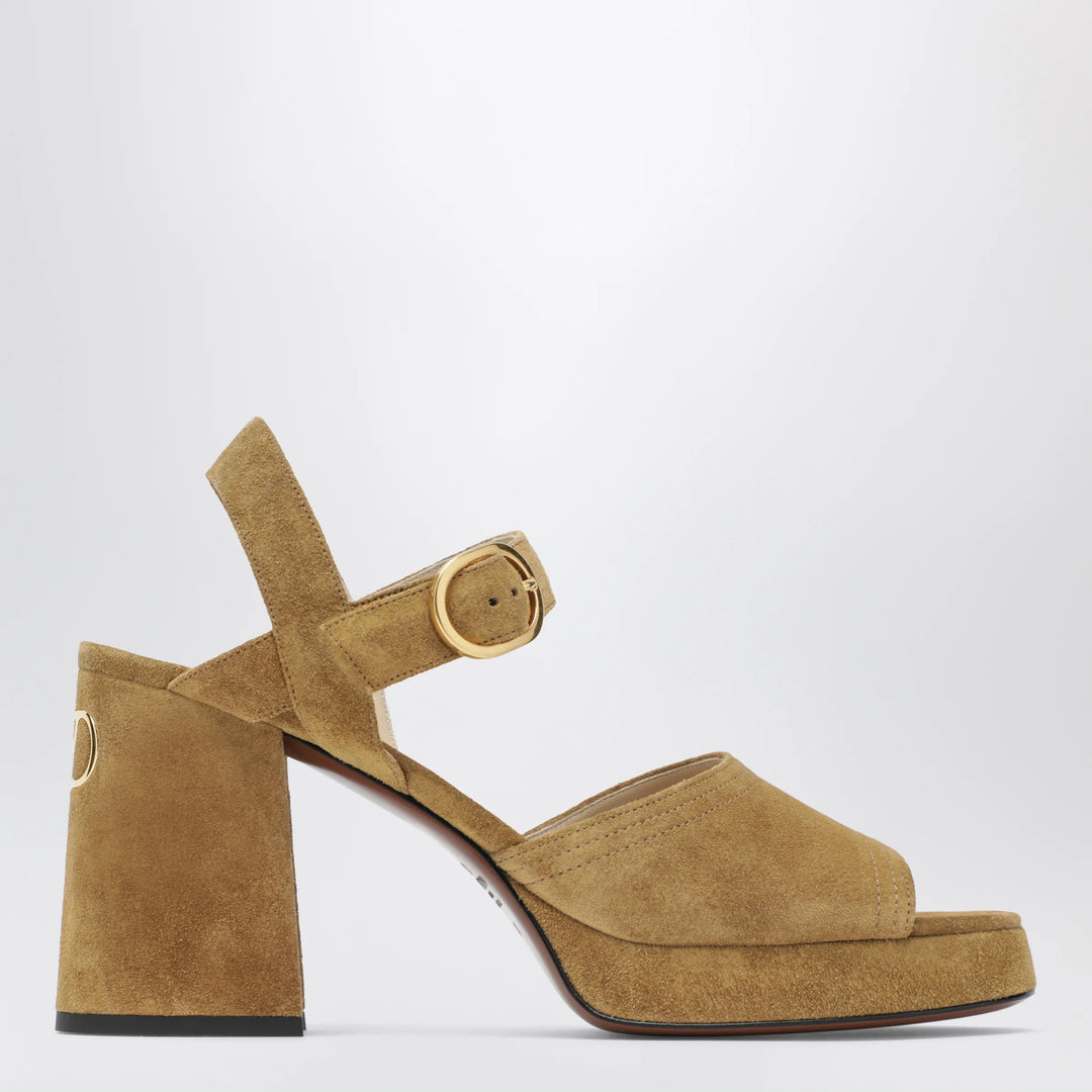 Valentino Garavani - Beige Fawcette platform sandals in split leather