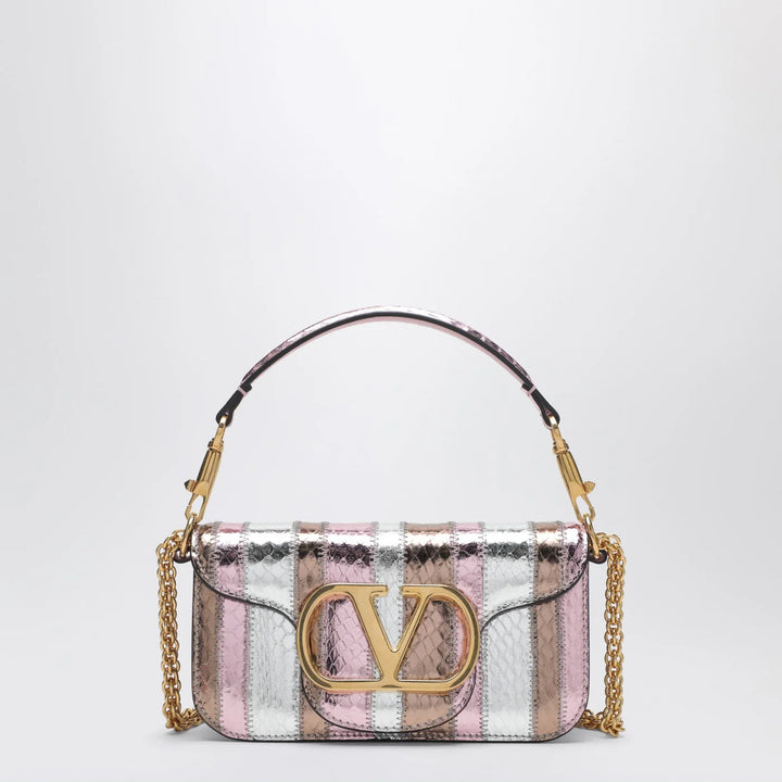 Valentino Garavani - Small Locò shoulder bag in multicolour laminated elaphe leather