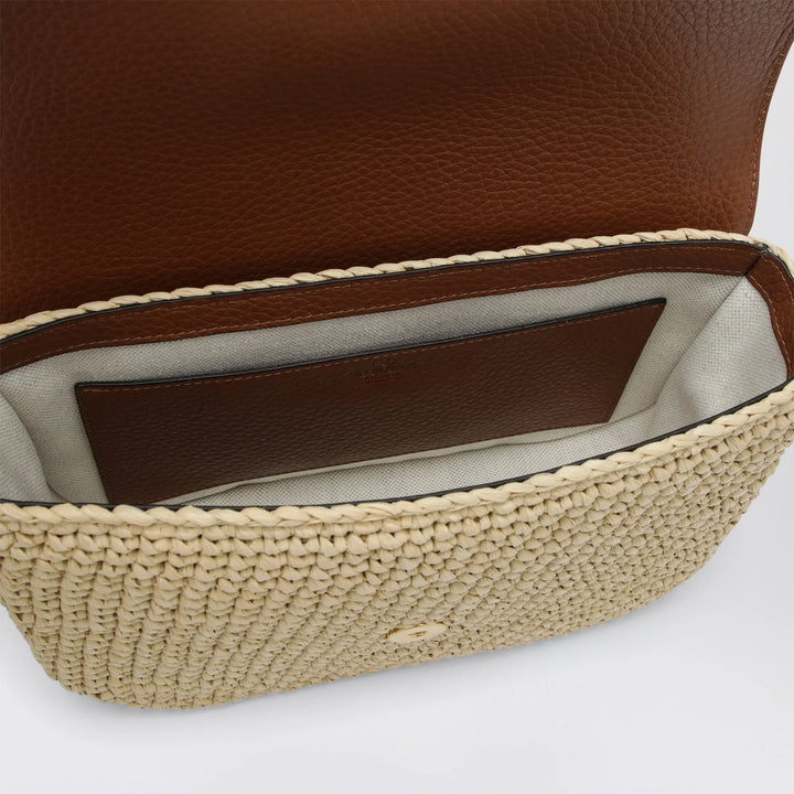 Valentino Garavani - Alltime raffia and leather bag with Cherryfic embroidered strap