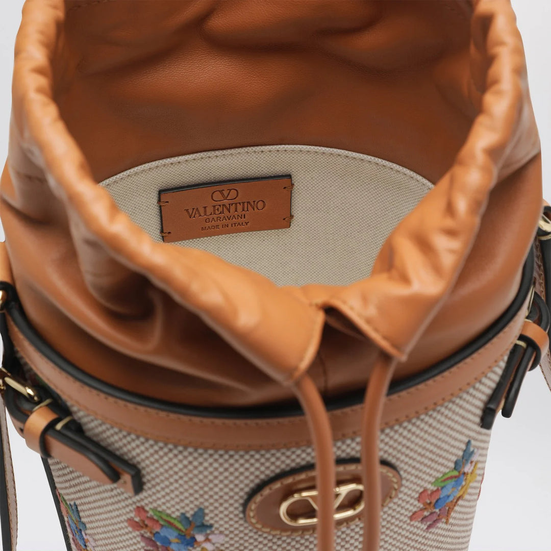 Valentino Garavani - Canvas bucket bag with floral embroidery