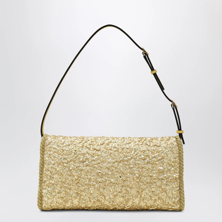 Valentino Garavani - Small DeVain bag in gold cloqué jacquard fabric