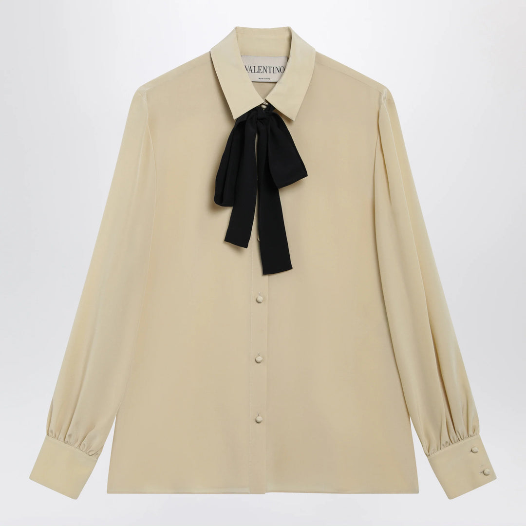 Valentino - Light Beige Silk Bow Shirt