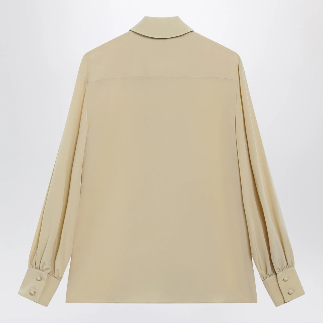 Valentino - Light Beige Silk Bow Shirt Brand