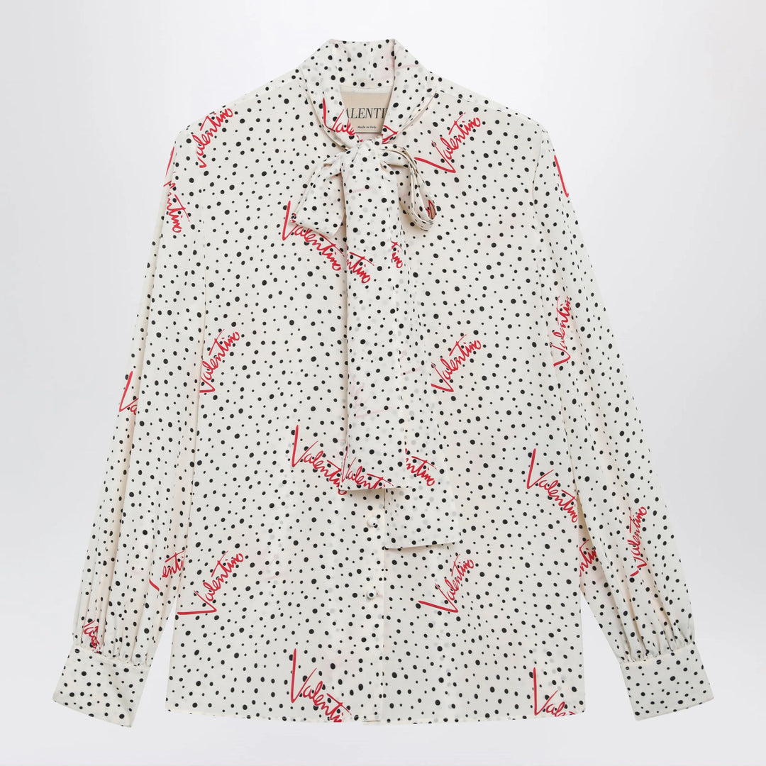Valentino - Vanilla silk shirt with logo print