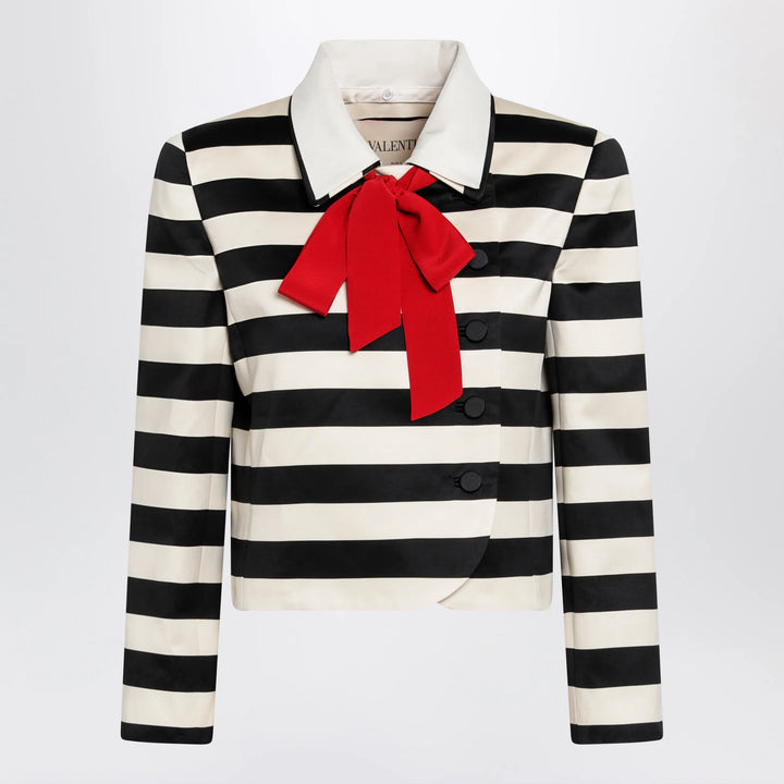 Valentino - Vanilla/black striped jacket with maxi bow