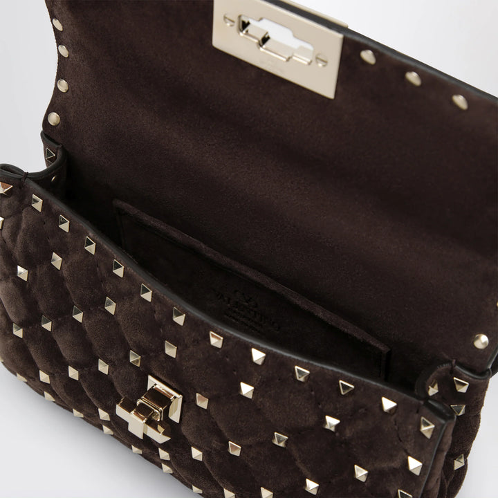 Valentino Garavani - Rockstud Spike bag in brown suede