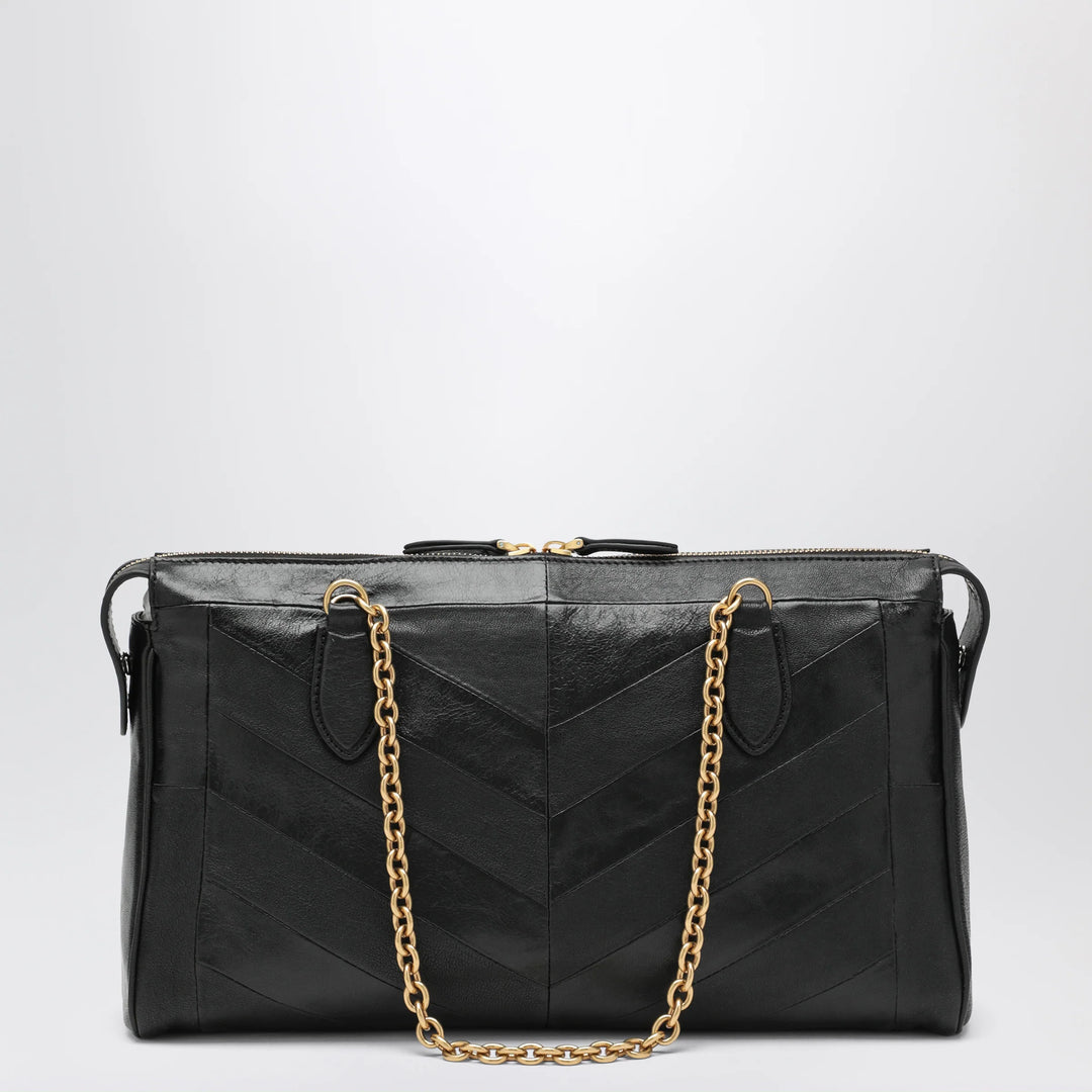 Valentino Garavani - Panthea Chevron Bag in Black Leather