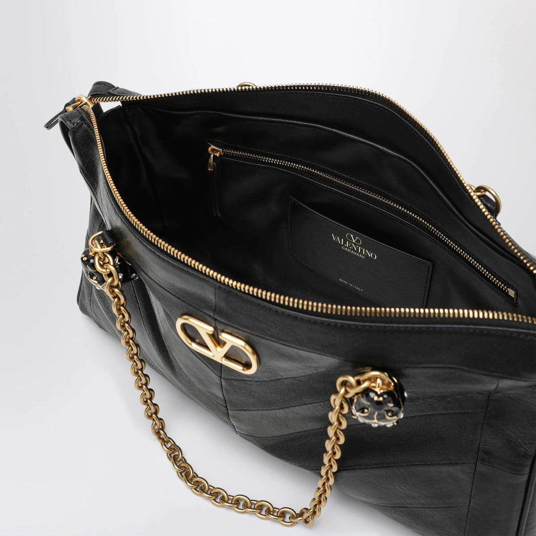 Valentino Garavani - Panthea Chevron Bag in Black Leather