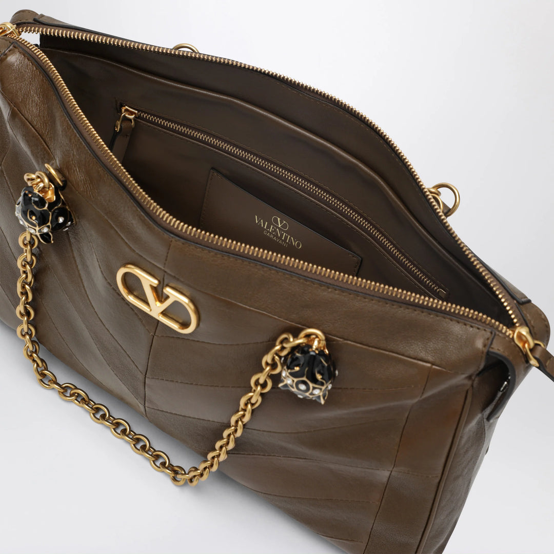 Valentino Garavani - Panthea bag in tundra-colored nappa leather with chevron pattern