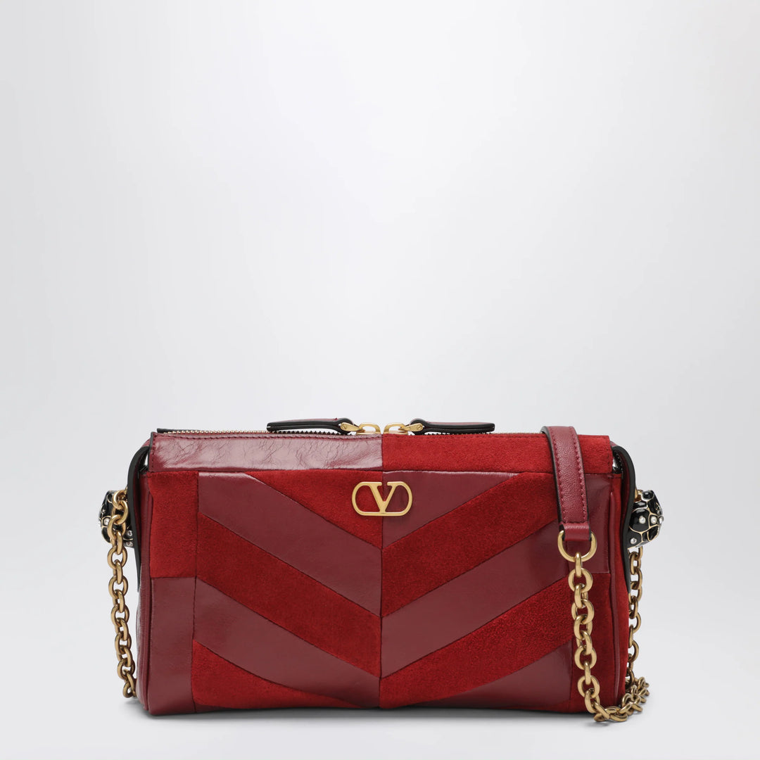 Valentino Garavani - Small Panthea shoulder bag in suede and nappa leather with Chevron pattern