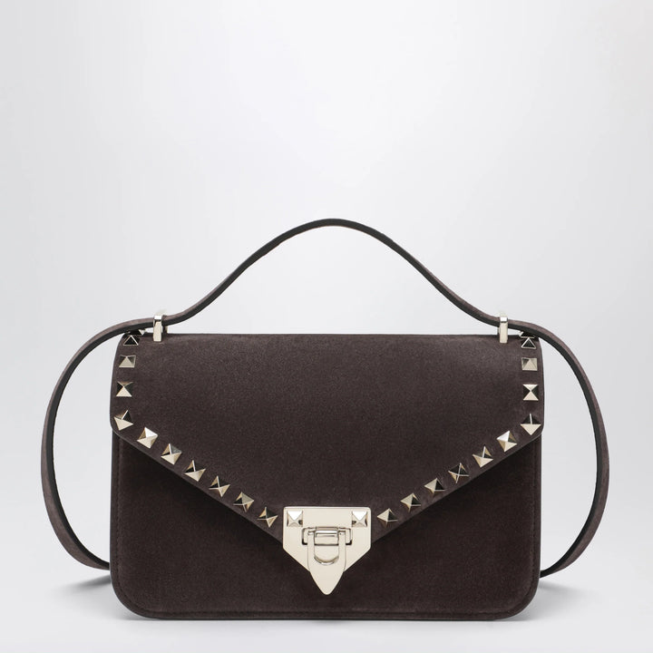 Valentino Garavani - Small Rockstud crossbody bag in ebony brown suede