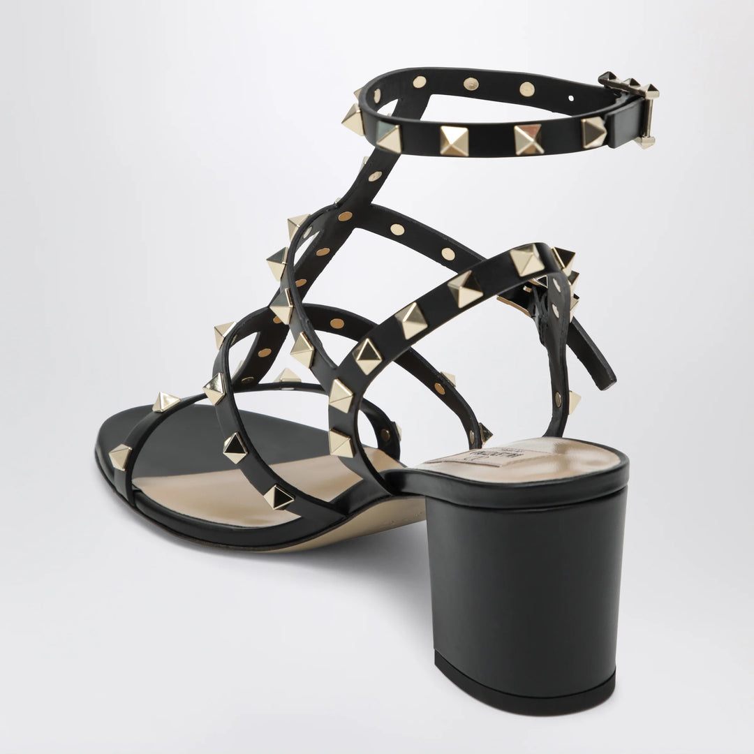 Valentino Garavani - Rockstud calfskin leather sandals with studs in black