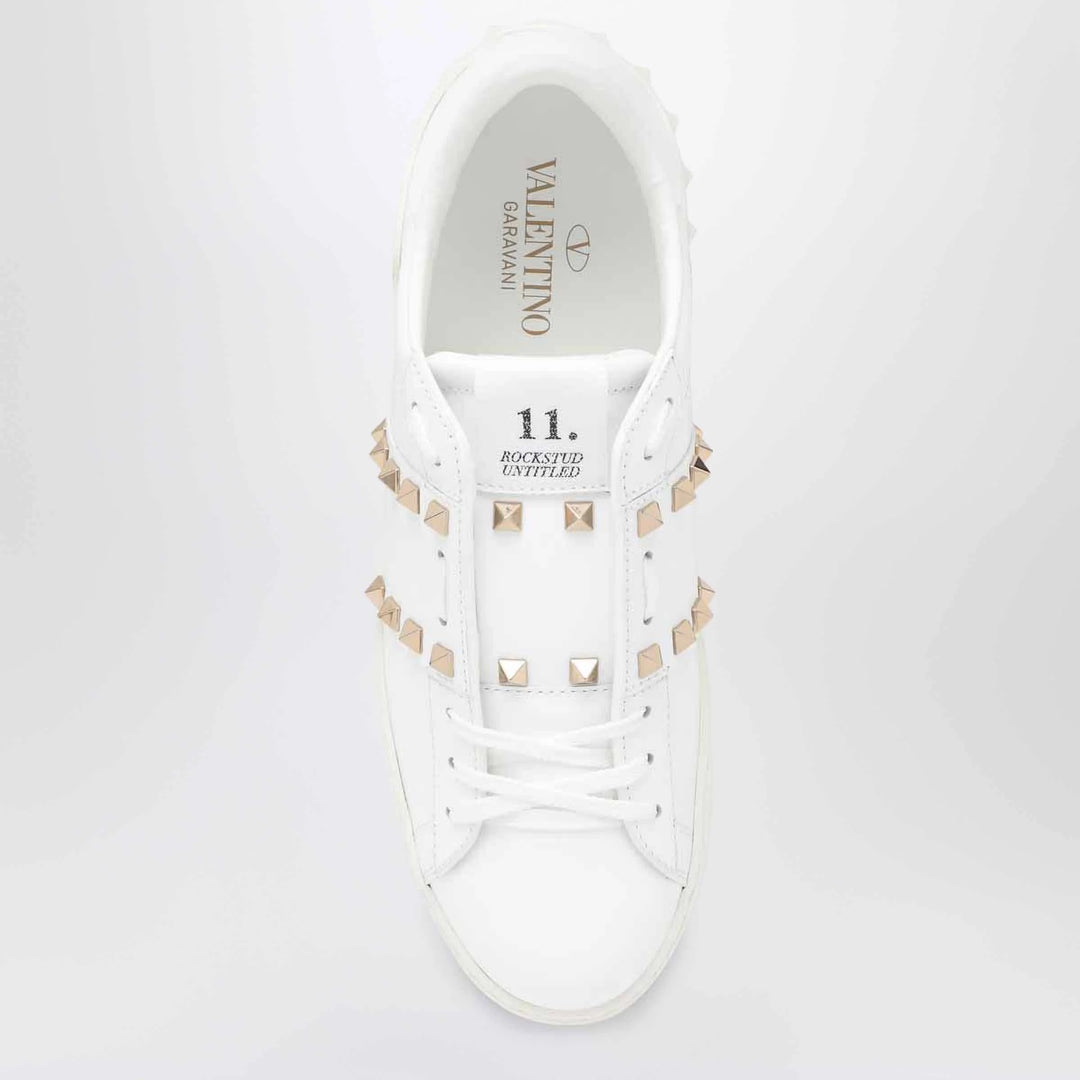 Valentino - White leather Rockstud zip card holder