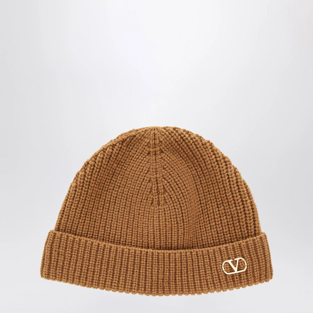 Valentino Garavani - Camel Vlogo Signature cashmere beanie