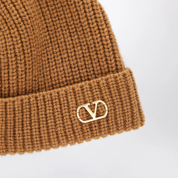 Valentino Garavani - Camel Vlogo Signature cashmere beanie