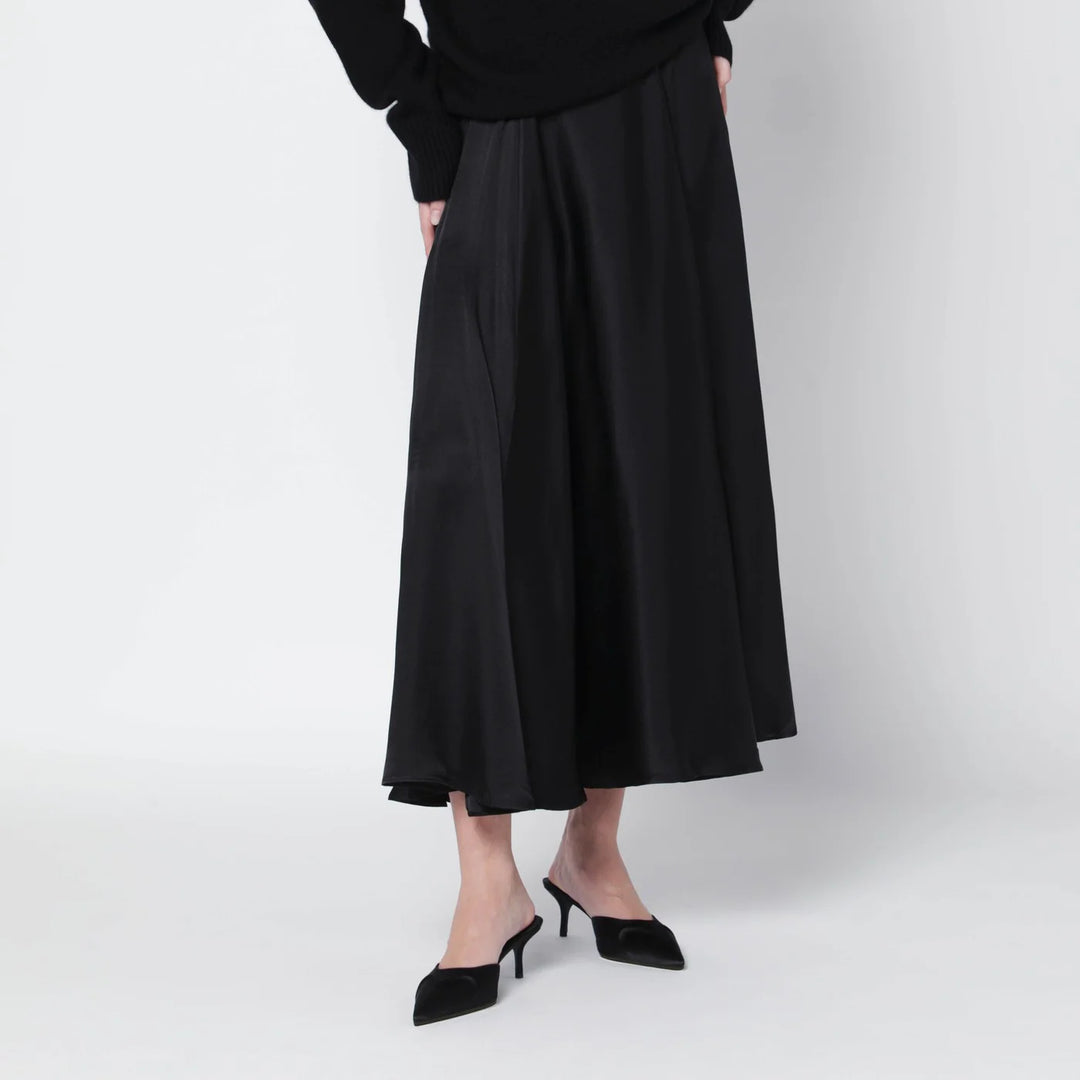 ANINE BING - Black Christina silk-blend midi skirt