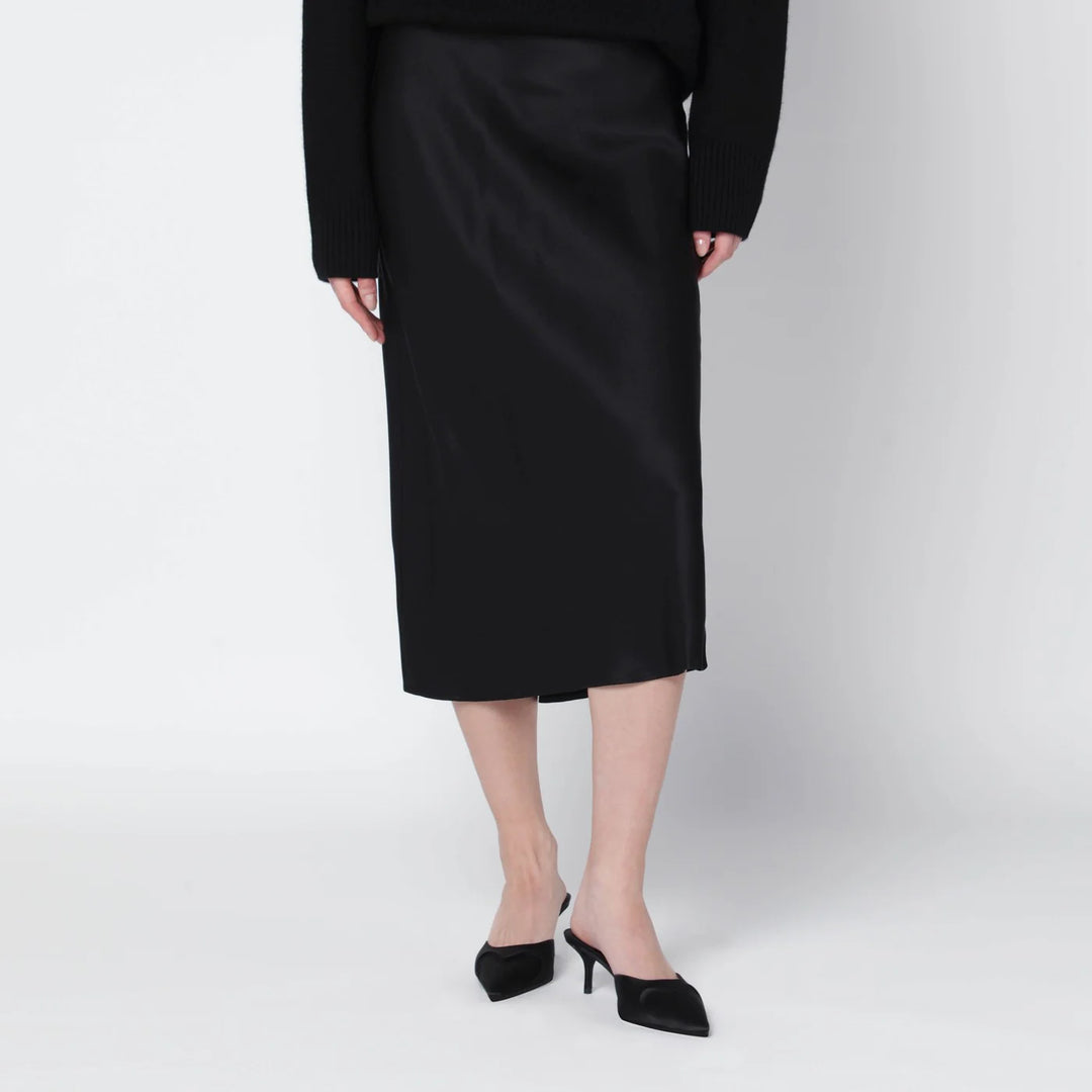 ANINE BING - Black silk Bar midi skirt