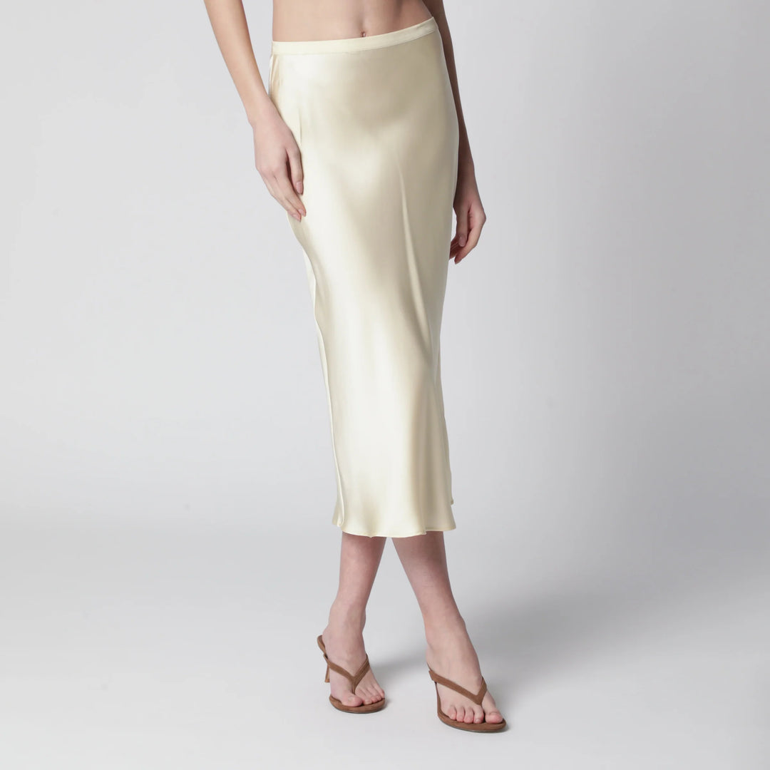 ANINE BING - Bar midi skirt in butter-colored silk